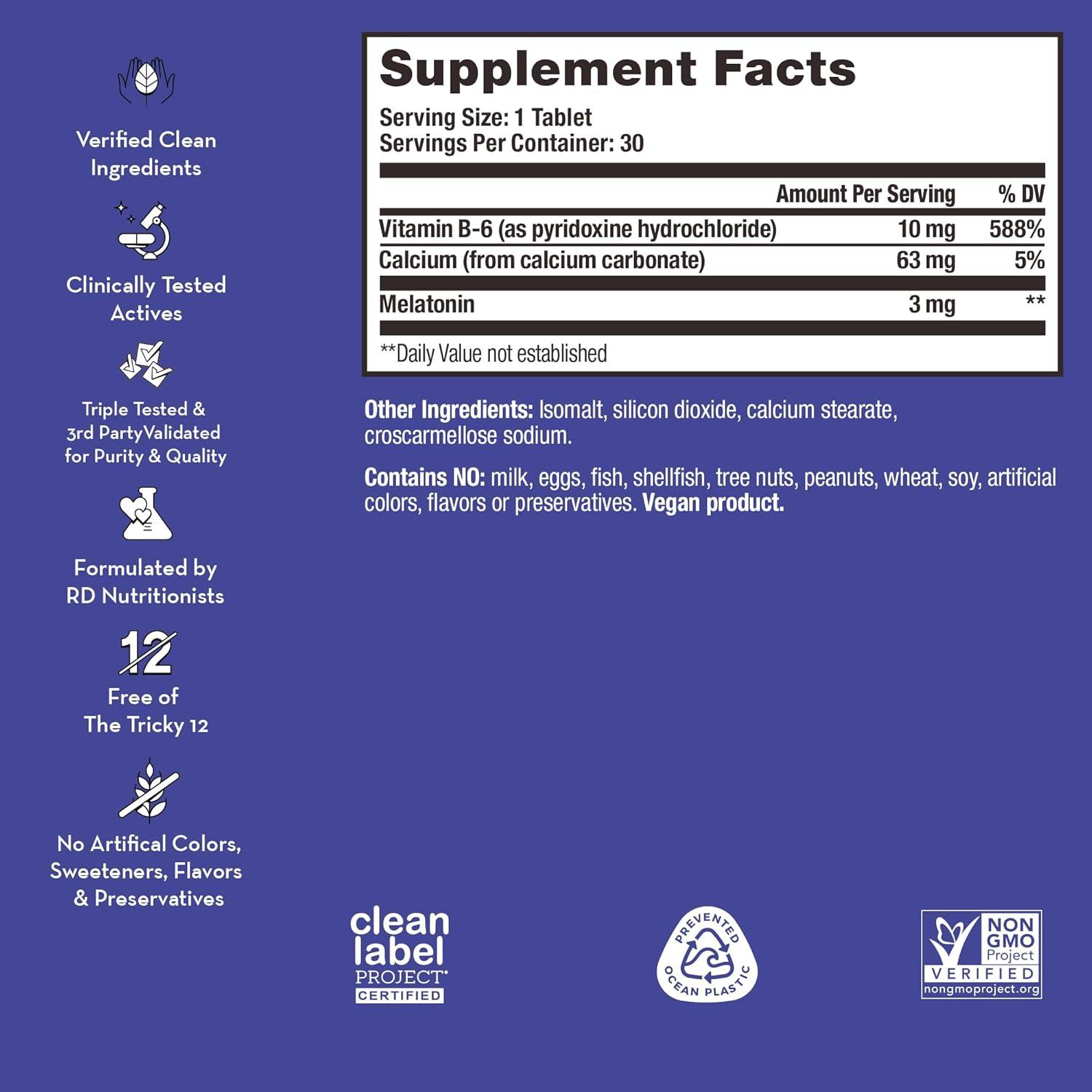 imageHUM Beauty zzZz Melatonin Sleep Supplement for Adults with Melatonin 3mg Vitamin B6 and Calcium Vegan Gluten Free Non GMO Sleep Support Tablets for Adults and Beauty Rest 30 Vegan Tablets