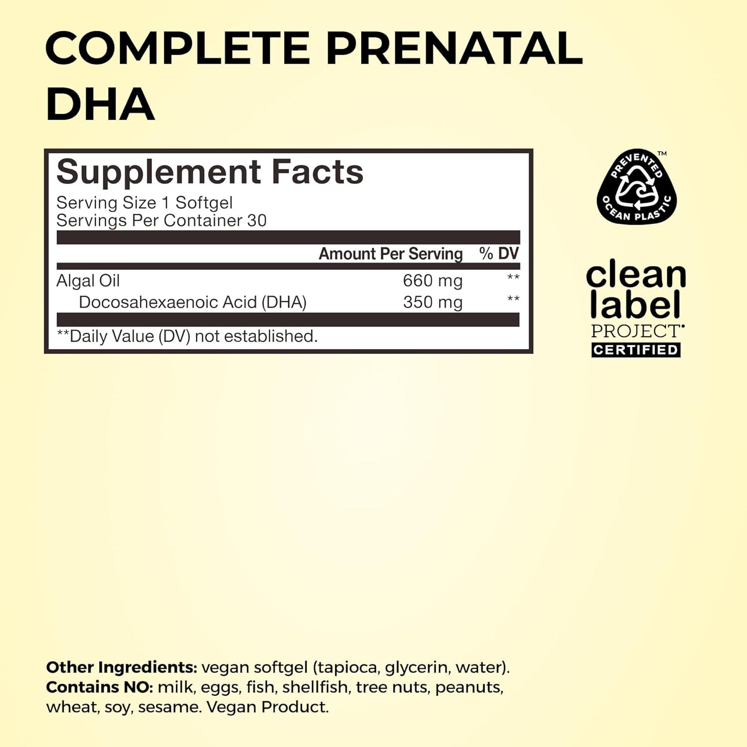 imageHUM Complete Prenatal Multivitamin for Women with Folate DHA and Choline 23 Nutrients for Daily Support Gluten Free Non GMO Supplement for Pre During and Post Pregnancy 30 Vegan Capsules