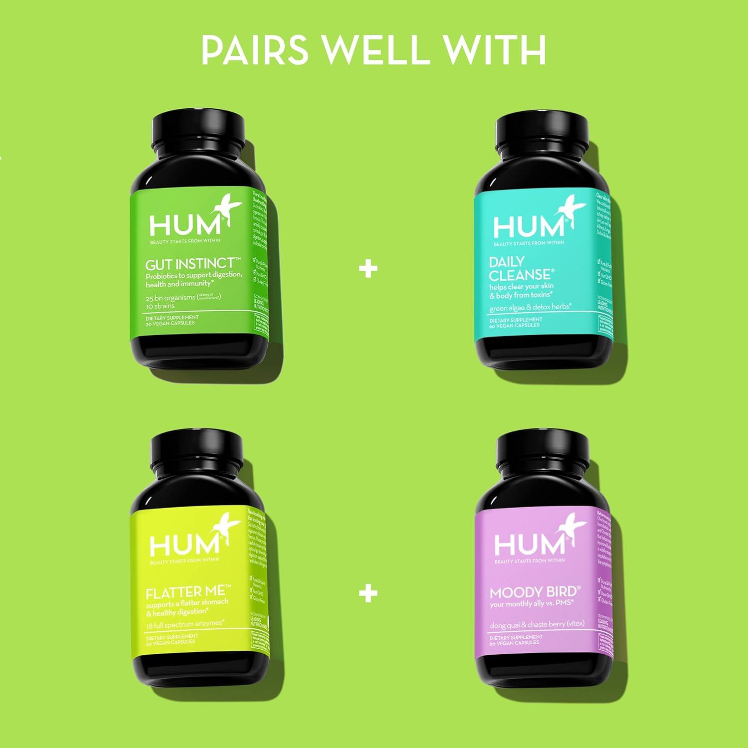 imageHUM Gut Instinct Daily Probiotics for Women and Men Digestive Health Lactobacillus Bifidobacterium Strains for Immune Support Probiotic Supplement for Healthy Gut Diversity 30 Capsules90Day Supply