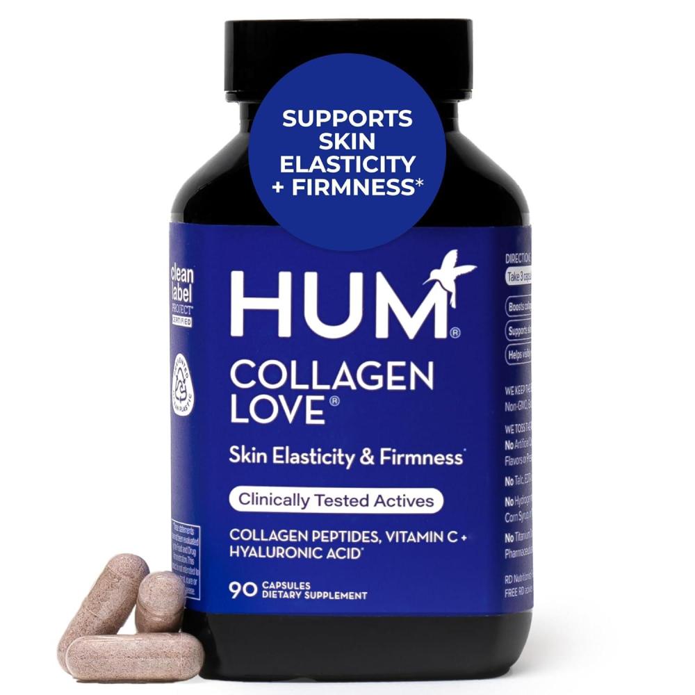 imageHUM Collagen Love Skin Supplement Collagen Peptides Capsules with Hyaluronic Acid ampamp Vitamin C Supports Firm Skin ampamp Helps Minimize Signs of Aging Supplements for Women and Men 90 Capsules