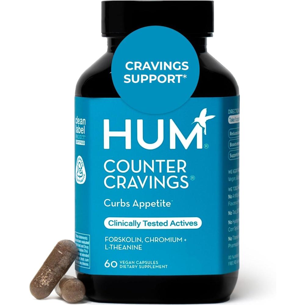 imageHUM Counter Cravings Chromium Supplements with L Theanine Seaweed Extract ampamp Forskolin to Help Support Appetite Cravings and Routines Gluten Free Caffeine Free Formula 60 Vegan Capsules