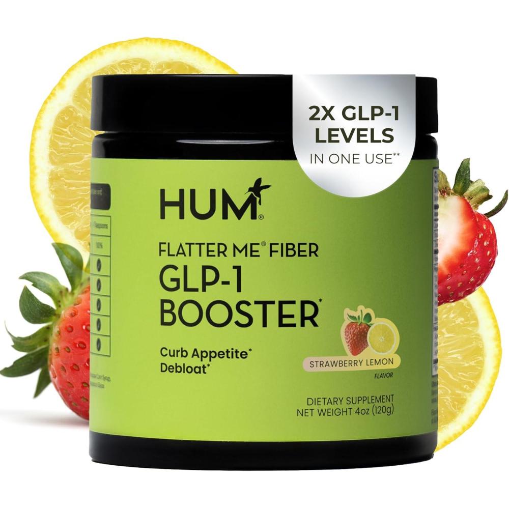 imageHUM Flatter Me Fiber Supplement for Women ampamp Men Prebiotics ampamp Digestive Enzymes to Support Weight ampamp Bloating Digestive ampamp Gut Health Fiber Powder Drink Mix Strawberry Lemon 10 Servings