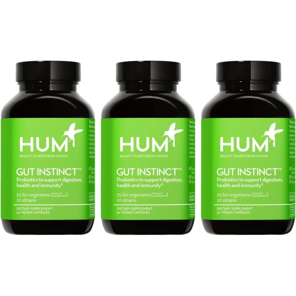 imageHUM Gut Instinct Daily Probiotics for Women and Men Digestive Health Lactobacillus Bifidobacterium Strains for Immune Support Probiotic Supplement for Healthy Gut Diversity 30 Capsules90Day Supply
