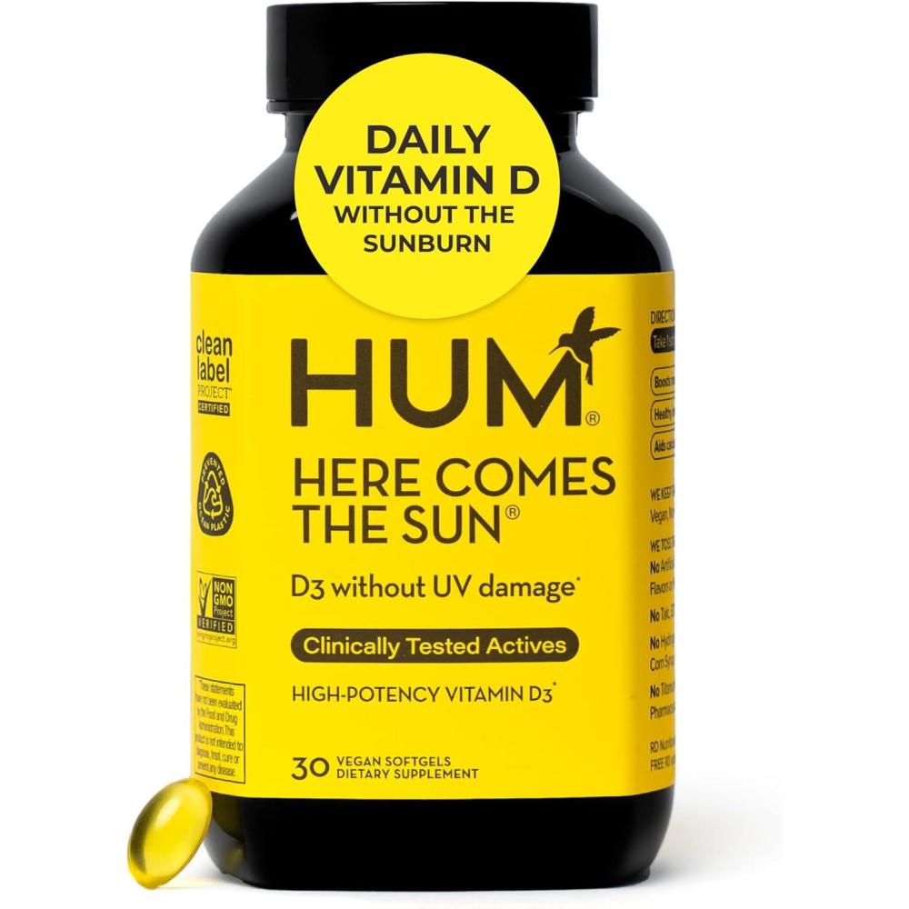 imageHUM Here Comes The Sun Immune Support Supplement with Vitamin D Supplements for Women and Men for a Healthy Immune System D3 Vitamin Supports Bone Health 30 Capsules