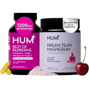 HUM Best of Berberine 1200mg + Dream Team Magnesium Drink Mix – Metabolic & Relaxation Support Bundle with Berberine, Magnesium Bisglycinate, L-Theanine & Tart Cherry